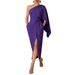 Slim Fit Asymmetrical Collar Cape Dress For Women Elegant American Fashion Evening Gown Hot Selling_ecoleips.com
