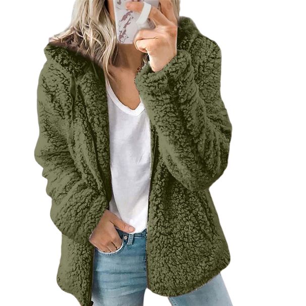 Women's Winter Coat With Hooded Woolen Fleece_ecoleips.com