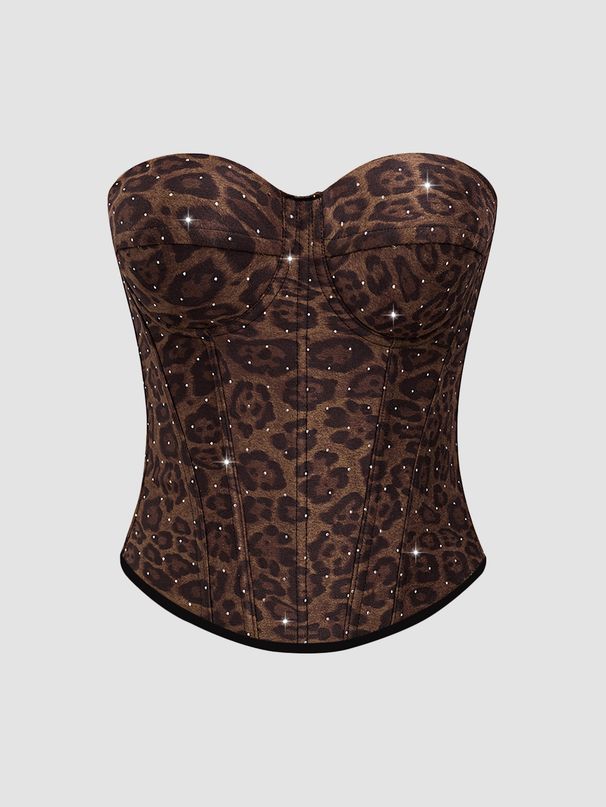 Aria Basics Aria Basics Luo Qiuguo European And American Style Leopard Print Velvet Tube Top Vest Camisole White Versatile Outerwear Sexy Slim_ecoleips.com