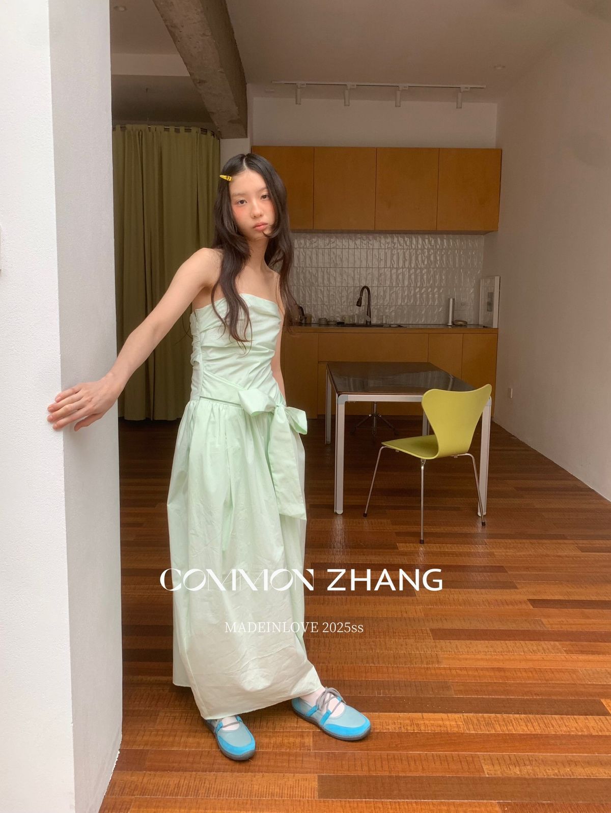 CZ ZHANG Commuting Fashionable Light Spring Korean Style Strap Bow Solid Color A-Line Strapless Dress B16292_ecoleips.com