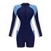 Women's Swimsuit - UPF 50+ Full Coverage One Piece | Zipper Front & Rash Guard For Surfing/Diving (Black/Blue, S-XL) | Quick Dry Swimwear_ecoleips.com