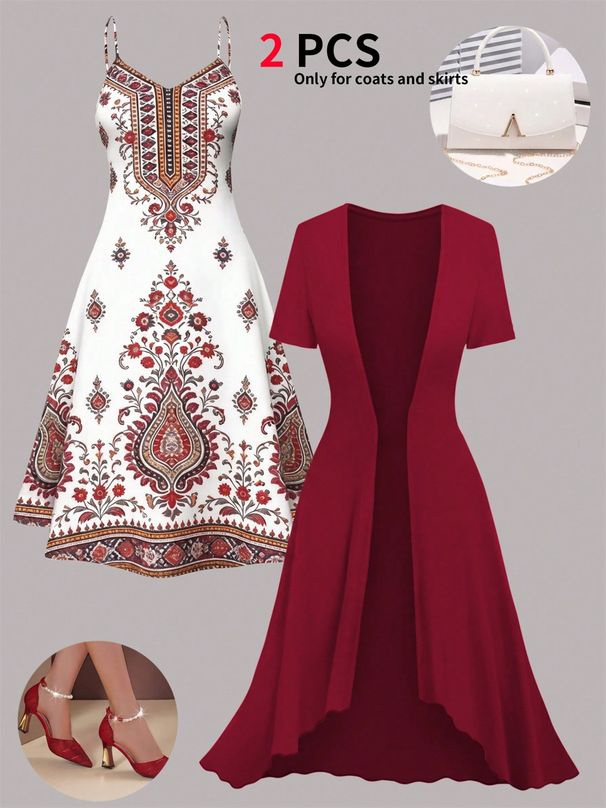 Women's Fashionable Casual Set Dress With Cardigan Spring Summer New Spot Goods Trendy Plus Size Clothes_ecoleips.com