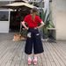 Women's Clothing Women's Retro Letter Print Capri Pants High Street Style Loose Fit Slimming Wide Leg Denim Summer Shorts_ecoleips.com