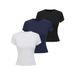 Women's Slim Fit T-Shirt Set 3 Piece Summer Round Neck Short Sleeve Clothing_ecoleips.com
