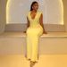 Women's Sexy Deep V Neck Sleeveless Dress American Style Slim Fit Pleated Waist Bodycon Hot Girl New Export_ecoleips.com