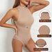 European And American Round-neck Sleeveless Bodysuit, Can Be Worn As Outerwear, Buttoned, Tummy Control, One-piece_ecoleips.com