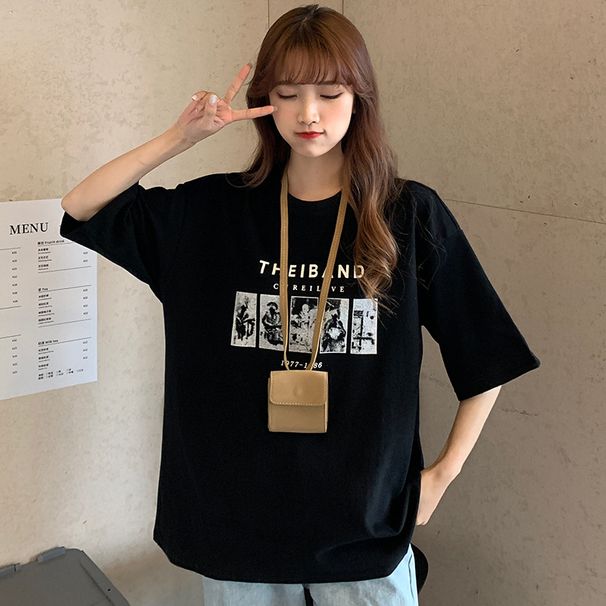 Women's Harajuku Style Short Sleeve T-Shirt Loose Korean Trendy Top For Summer Live_ecoleips.com