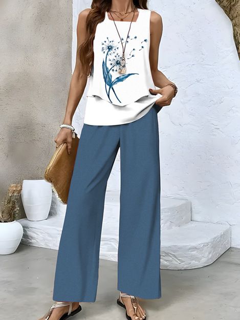 Women's Clothing American Sleeveless Double Layer Vest And Pants Set Hot Selling Style New Arrival In Stock_ecoleips.com