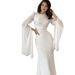 2025 New European And American Cro-Border Trade Women's Clothing Patchwork Chiffon Flared Sleeve Long Elegant Slim_ecoleips.com