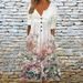 Women's Casual Loose Fit Printed Maxi Dress V‑Neck Long Sleeve Free Flowing Dress With Side Pockets_ecoleips.com
