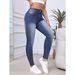 Cross-border European And American Style Jeans With Simple Back Pocket Embroidery, Stretchy Tight-fitting Denim Women's_ecoleips.com