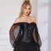 New Foreign Trade Women's Gathered Waist Court Style Shapewear Ultra-long Lantern Sleeve Corset Top Strapless_ecoleips.com