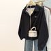 American-style Real-shot V-neck Polo Sweatshirt Women, Thin, Loose, Casual, Korean-style Long-sleeve Top For Early_ecoleips.com