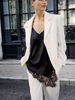 Women's V Neck Camisole Lace Trim Stylish Elegant Inner Layer Top Autumn Winter_ecoleips.com
