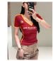 Women's Clothing Deep V Neck Short Sleeve T-Shirt Slim Fit Fashionable Casual Women's Top For Formal & Casual For Women_ecoleips.com