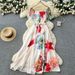 Floral Print Off-Shoulder Ruffle Hem Sundress For Women, Smocked Waist A-Line Summer Dress, Casual Boho Chic Vacation Dress_ecoleips.com