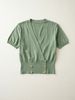 Loose Ribbed Breathable V Neck Knit Top_ecoleips.com