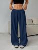 Women's Solid Color Wide Leg Casual Pants Elastic Waist Tie Trousers Independent Station European And American Style Clothing_ecoleips.com
