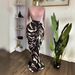 Women's Clothing Women's Elegant Patchwork Printed Maxi Dress Long Sleeved Pleated Evening Gown Style Fashion_ecoleips.com
