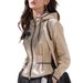 Spring European-style Unique And Super Stylish High-end Casual Outdoor Khaki Hooded Jacket For Women_ecoleips.com