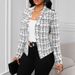 Women's Slim-Fit Checkered Blazer – Autumn Office & Casual Tweed Jacket (Polyester, Printed Lining, Modern Business Chic)_ecoleips.com