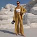 Women's Clothing Fashion Spring Style Temperament Plus Size Women's Long Sleeved Cardigan Two Piece Casual Solid Color Suit_ecoleips.com