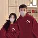 Burgundy Hooded Sweatshirt Couple Outfit, New Autumn And Winter Style, High-end, Loose, Casual, Fleece-lined, Thickened_ecoleips.com
