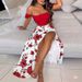 Women's Clothing Slim French Bohemian Print Mid Length Retro Tube Top Suit Dress For Women_ecoleips.com