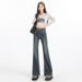 Orange Silk Women's Clothing#Retro High-waisted Micro-flared Jeans For Women, New American-style Stretch Slim-fit_ecoleips.com