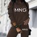 Women's Clothing American Style Autumn Winter Fashion Casual Holiday Hooded Letter Print Two Piece Set Long Sleeved Pants_ecoleips.com