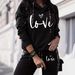 Women's Clothing American Love Print Casual Vacation Two Piece Set Fashion Hooded Long Sleeved Pants Women 0051_ecoleips.com