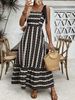Women's Clothing High-Waisted Striped Patchwork Maxi Dress Spring/Summer Thin Lightweight Fresh Style_ecoleips.com