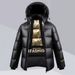 Unisex Metallic Black Short Puffer Jacket - 550fp Duck Down, Windproof & Thermal, Shiny Outer Shell For Winter (S-3xl)_ecoleips.com