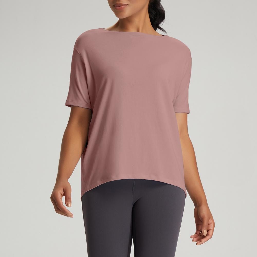 Women's Clothing Yoga Clothes Loose Breathable Sports Short Sleeved T Shirt Cover Up Running Fitness Tops_ecoleips.com