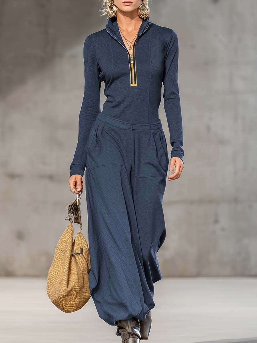 Women's Clothing 2025 New Cross Border Cotton And Linen Yellow Two Piece Suits Women's Long Sleeved Shirt Solid Color Pants Wide Leg Suit_ecoleips.com