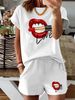 Women’s 2 Piece Outfit Set – Oversized Graphic T-Shirt And Biker Shorts Matching Set, Casual Summer Lounge Tracksuit For Daily Wear-359_ecoleips.com