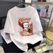 Women's Off-Shoulder T-Shirt Cartoon Print Cotton Short Sleeve Slimming Fashionable Top For Youth Summer New Style_ecoleips.com