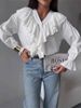 New Spring/Summer Women's Elegant Lace Layered Casual Shirt With French Lace Trim Long Sleeves_ecoleips.com
