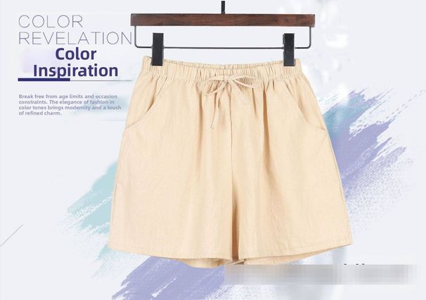 Loose Fitting Linen Cotton Plus Size Women's Casual Shorts Summer Style Student Sports Wide Leg Pants_ecoleips.com