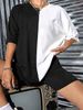 Women's Y2K 2-piece Streetwear Set, Color Block Print Drop Shoulder Tee & Stretch Shorts For Summer Skate & Festival Looks_ecoleips.com