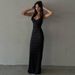 Foreign Trade Cross-Border Spaghetti Strap Lace Patchwork Sheer European And American Slim Fit Solid Color Backless Sexy_ecoleips.com