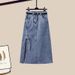 Women's Clothing New Style Temperament Versatile Shirt Suspenders Denim Skirt Fashion Three Piece Suit_ecoleips.com