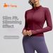 Women's Solid Color Basic Yoga Outerwear Nude Fit Tight Fit Breathable Stand Collar Sports Fitness Top_ecoleips.com