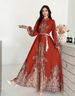 Women's Retro Court Style Lantern Dress Long Sleeve Slim Waist Single Breasted Button down Print New Spring Autumn_ecoleips.com