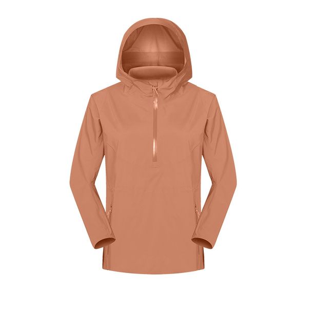 New Windproof, Waterproof, Breathable, Lightweight Outdoor Camping Slim Fit Windbreaker For Women, Half Zip Pullover Hooded Mountaineering Suit._ecoleips.com