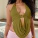Women's Clothing Street Fashion Solid Color Halter Neck Vest Autumn And Winter New Sexy Hot Girl Backless Outer Wear Short Slim Fit Top_ecoleips.com