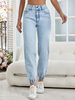 Women's Slim Fit Straight Leg Jeans – Classic Blue Denim Pants – High Waist Cotton Trousers_ecoleips.com