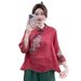 A Retro-Style Shirt With A Collar, Made Of Cotton And Linen Fabric, Featuring Buttoned Details And Embroidery; Designed_ecoleips.com