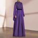 Women's Clothing Light Luxury Purple Dress Dress Niche Temperament Stand Up Collar Pleated Elegant Long Skirt For Women_ecoleips.com