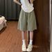 Casual Five-point Shorts Women's Spring And Summer New Simple Loose High-waisted Quick-drying Overalls_ecoleips.com